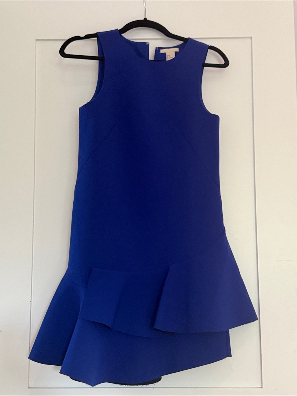 Scuba material - Royal Blue Sleeveless Ruffle Hem Dress